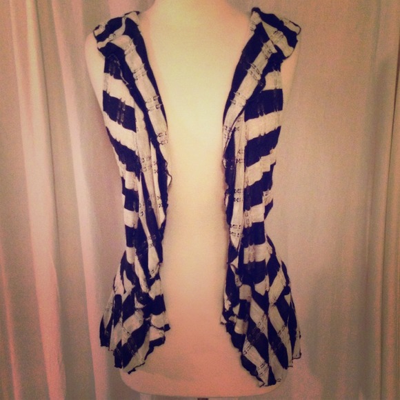 Navy and white striped vest