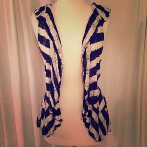 Navy and white striped vest
