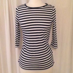 Navy and blue striped 3/4 shirt