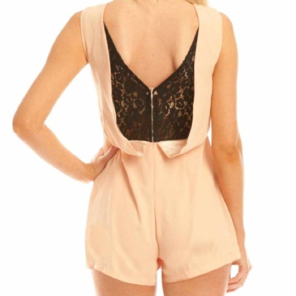 Beige jumpsuit with black lace!! - Picture 3 of 3