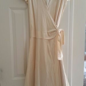 Calypso cream satin wrap dress