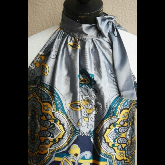 SOLD!!  Renee C. Paisley Bow Halter Dress - Picture 2 of 3
