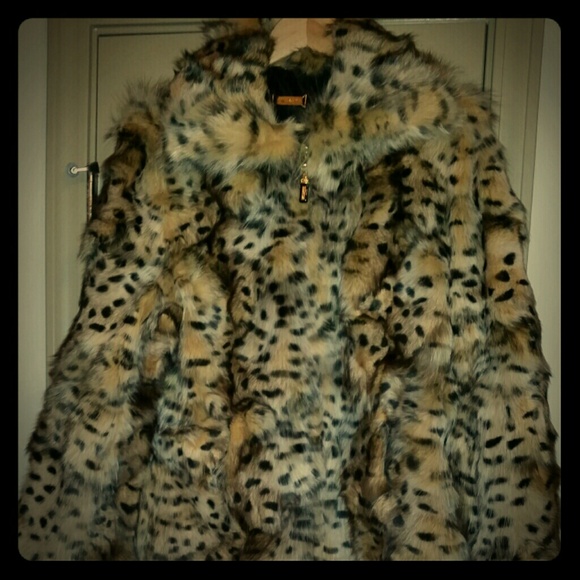 St. John's Animal Print Fox Fur Coat