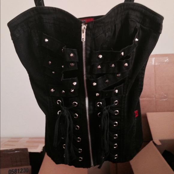 ❌ SOLD❌Black Demin Tripp Zip up Corset