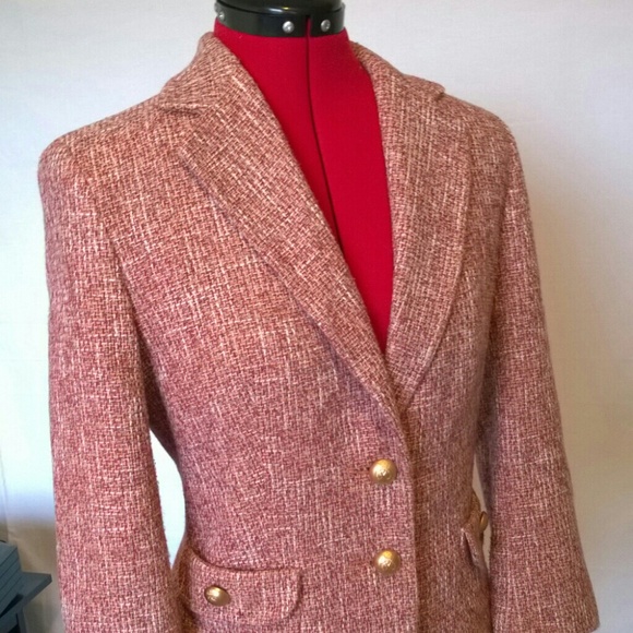 Zara Basic Red and White Tweed Jacket