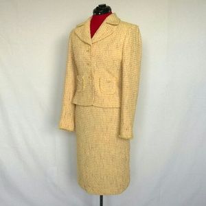 Tahari Yellow Tweed Jacket and skirt