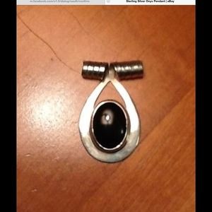 LARGE Sterling Silver with Onyx pendant