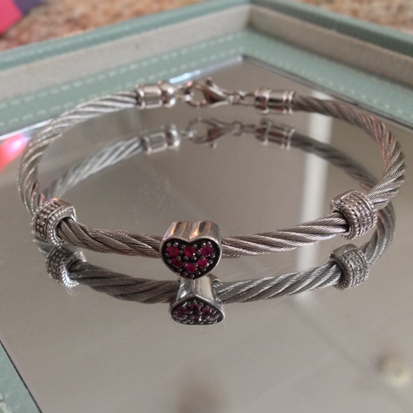 Silver 925 stamp cable ruby diamond bracelet