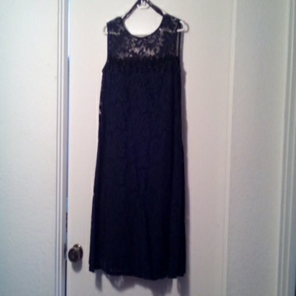 Vintage black LBD Black jeweled app cocktail dress - Picture 2 of 3