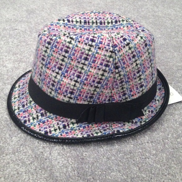 Coach fedora, multicolor tweed, nwt