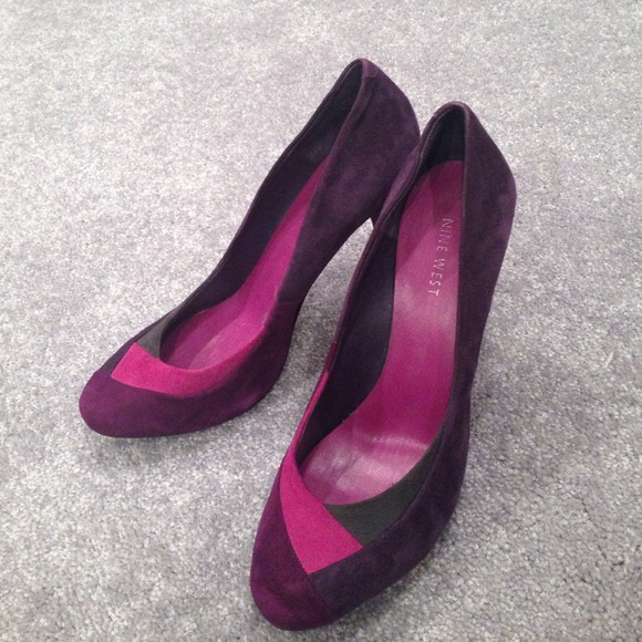 Purple suede pumps