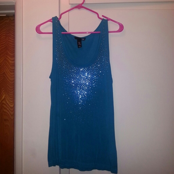 Teal Shirt with Rhinestones