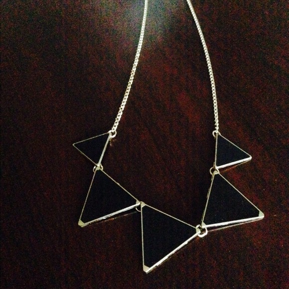 Black Geometric Statement Necklace - Picture 3 of 3