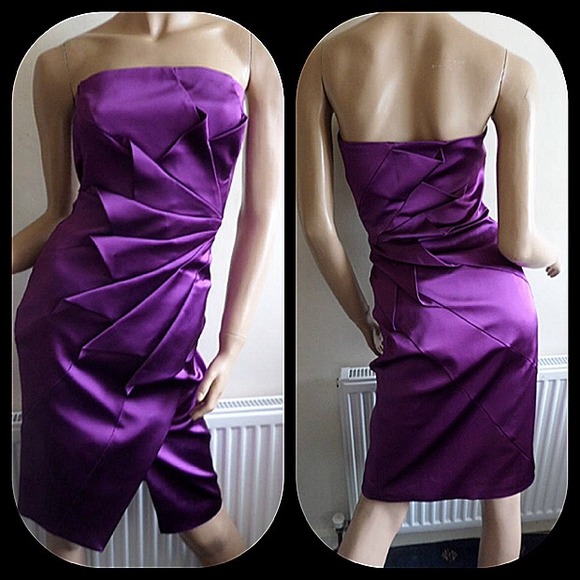 Karen Millen royal purple satin cocktail dress - Picture 2 of 4