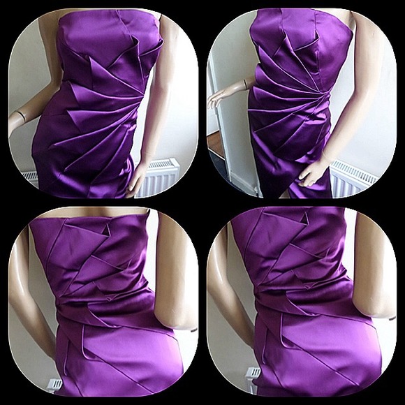 Karen Millen royal purple satin cocktail dress - Picture 4 of 4