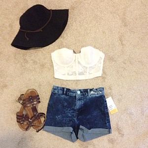 Acid Wash High-Waisted Shorts
