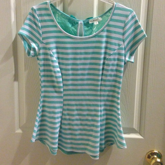 〰Stripped Peplum Top!!!〰 - Picture 1 of 3
