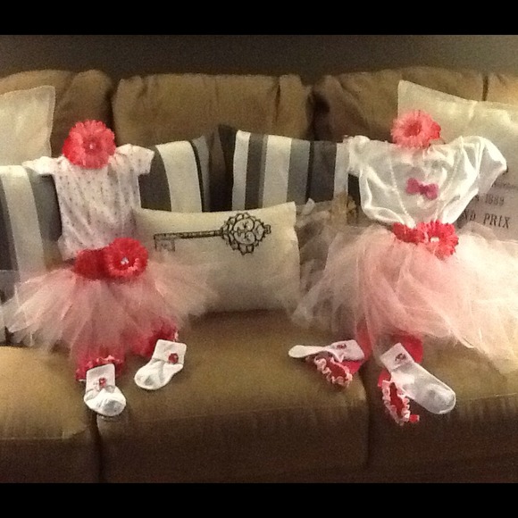 Custom made big and lil sister tutu outfits.