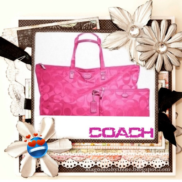 Pink Coach Signature Weekender Tote 💯% Authentic