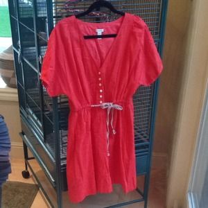 A red orange summer dress. Very comfortable.