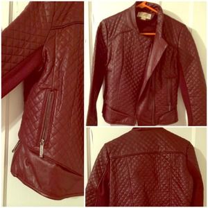 Burgundy Michael Kors quilted leather jacket sz S