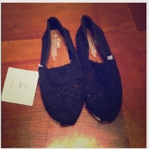 NWT black crochet toms
