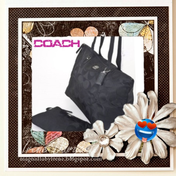 Black Coach Signature Nylon Weekender Tote