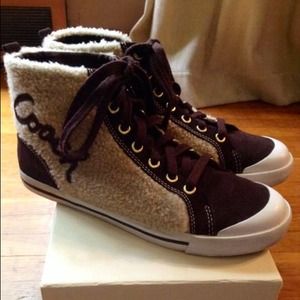 Women's Fran Coach Brown and Tan Sneakers 7.5