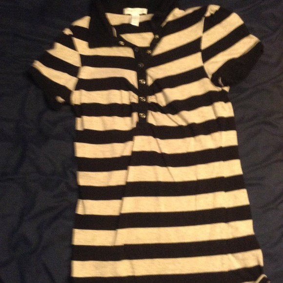 Black and White Striped Polo - Picture 1 of 1