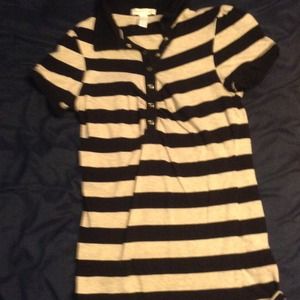 Black and White Striped Polo