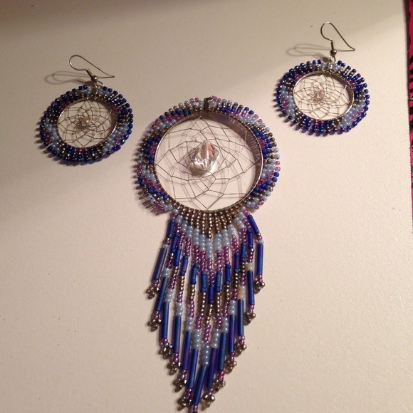 Bohemian  dream catcher jewelry set.