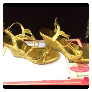 Gold and tan Wedges By Michael Kors