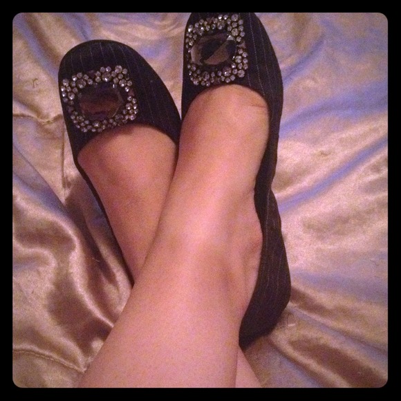 Striped Jewel Flats- size 9.5