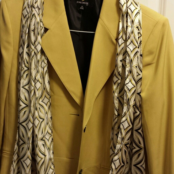 Mustard blazer with scarf