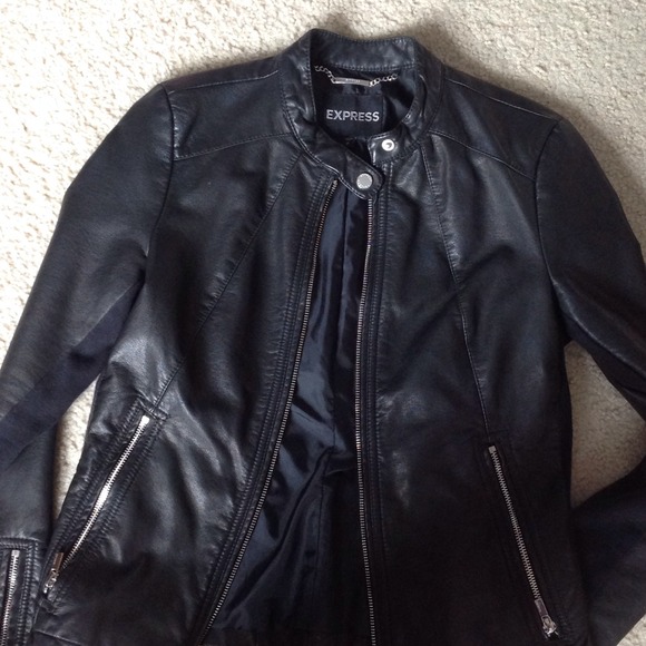 Black leather jacket, size small.