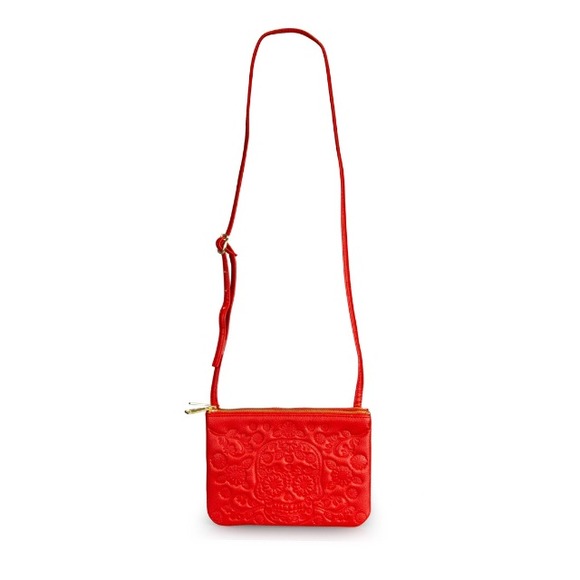 Loungefly Red Embossed Sugar Skull Crossbody Bag