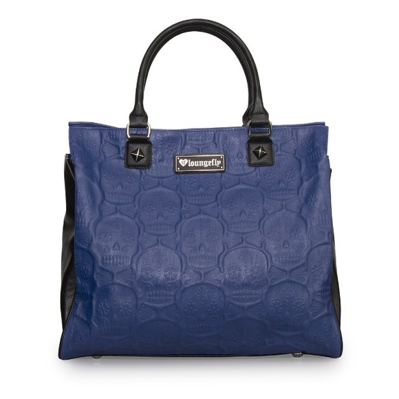 Loungefly Sugar Skull Embossed Blue/Blk Tote