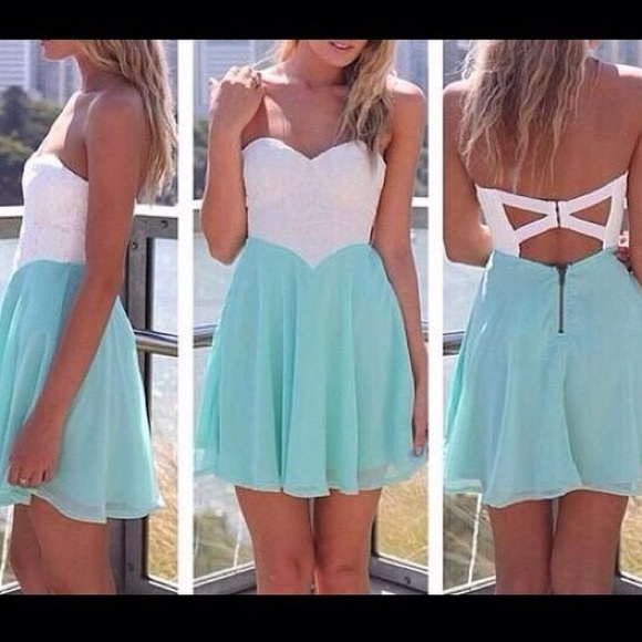 Dresses & Skirts - ‼️LAST CHANCE‼️Aqua Open Back Lace Dress |