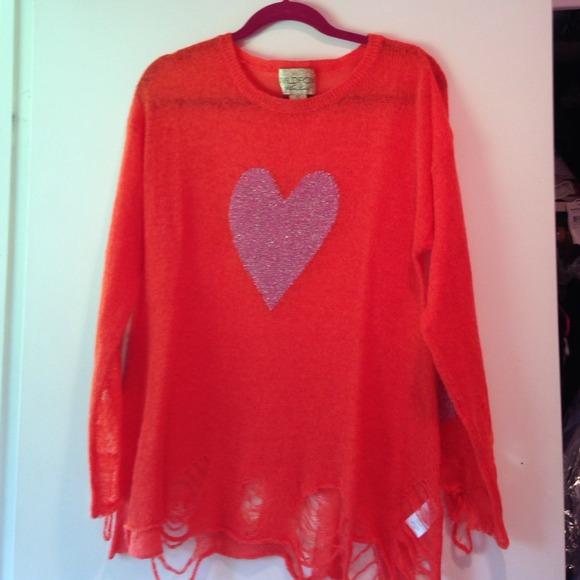 Wildfox knit orange heart sweater