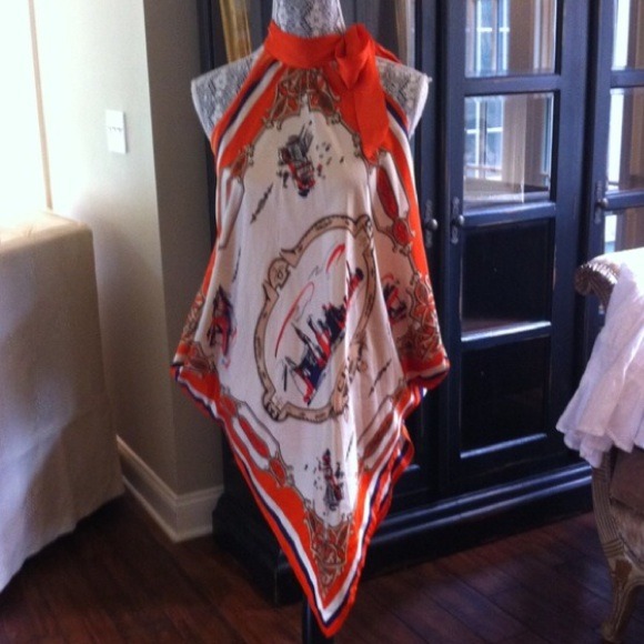 NWT gorgeous printed scarf lined dress/top size S