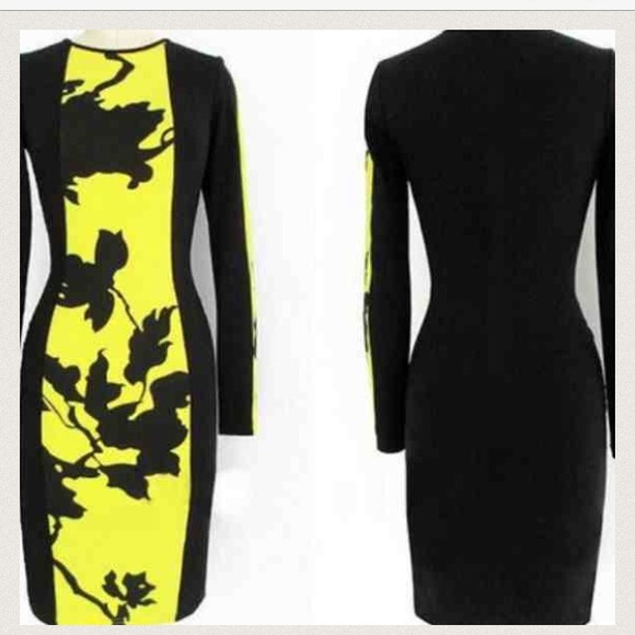 Black an yellow long sleeve dress