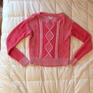 Red cable knit sweater