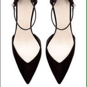 Zara pointed toe court heels with ankle strap