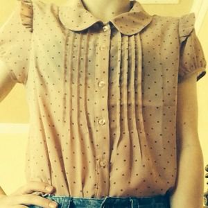Shear collared polka dot top