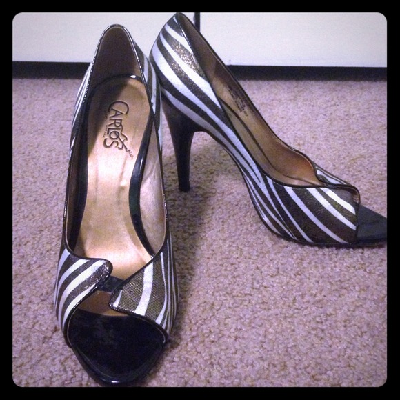 Sparkly zebra print heels