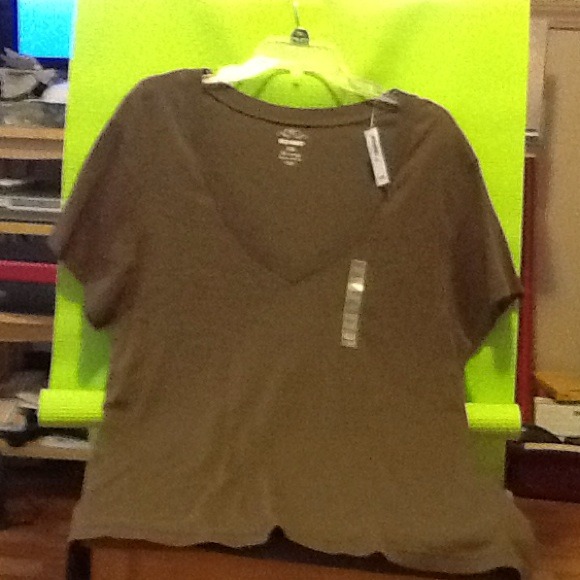Brown, deep v-neck t-shirt
