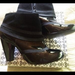 Authentic patent leather booties