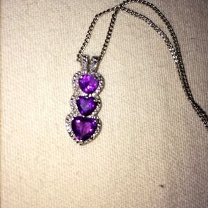 three heart purple gem necklace