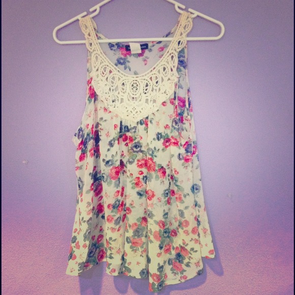 Sheer Floral Knit Top Blouse