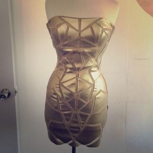Aidan mattox size 6 gold dress